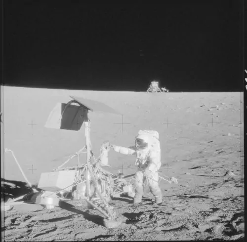 An example of the robotic and human exploration of the Moon in the first visit of a separate mission beyond Low Earth Orbit (1969)