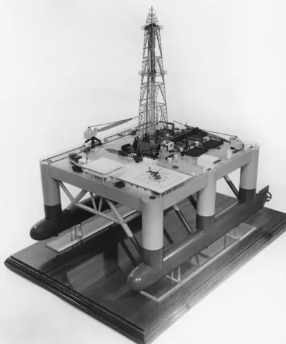 Drilling toward the Mantle: Project Mohole and the Politics of Inner Space, 1957–1966 10 A model of the proposed Mohole drilling platform designed by Brown & Root