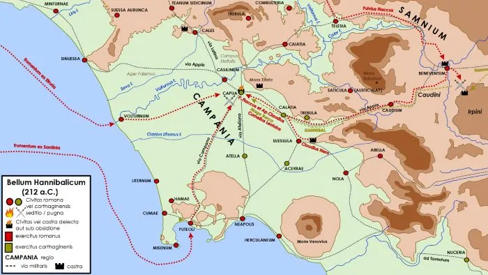 First Battle of Capua: Operations in Campania during the 212 BCE campaign