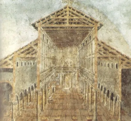 The Old St. Peter's Basilica, built by Emperor Constantine I