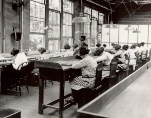 Radium painters working in a factory, c. 1922
