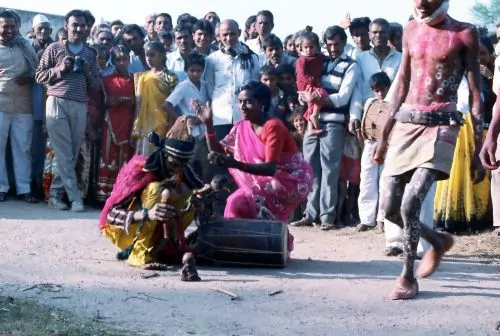 A hijra in a traditional village performance